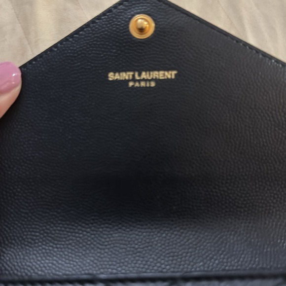 ❌SOLD❌EUC Authentic Saint Laurent Monogram Matelasse Leather Wallet Navy Blue - Picture 8 of 13